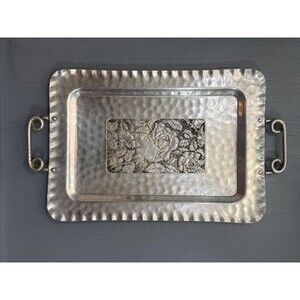 Cromwell Hand Wrought Aluminum Tray - Roses Design